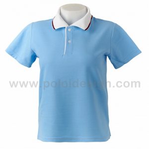 เสื้อโปโล สีฟ้าอ่อน ปกสีขาว