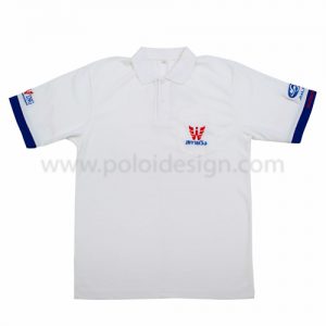 เสื้อโปโล สีขาว ขอบน้ำเงิน สกายวิง